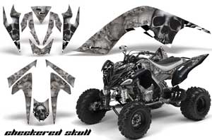 Yamaha Raptor 700 ATV Graphic Kit - 2006-2012 Checkered Skull Black