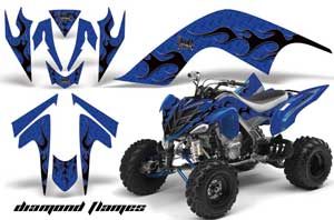 Yamaha Raptor 700 ATV Graphic Kit - 2006-2012 Diamond Flames Blue