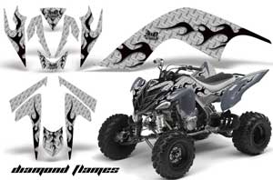 Yamaha Raptor 700 ATV Graphic Kit - 2006-2012 Diamond Flames Silver