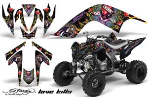 Yamaha Raptor 700 ATV Graphic Kit - 2006-2012 Ed Hardy - Love Kills Black