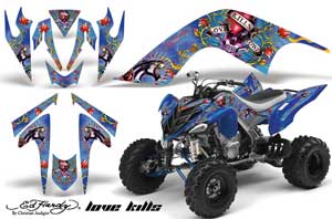 Yamaha Raptor 700 ATV Graphic Kit - 2006-2012 Ed Hardy - Love Kills Blue