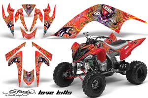 Yamaha Raptor 700 ATV Graphic Kit - 2006-2012 Ed Hardy - Love Kills Red
