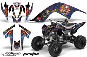 Yamaha Raptor 700 ATV Graphic Kit - 2006-2012 Ed Hardy - Pirates Black