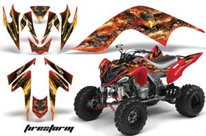 Yamaha Raptor 700 ATV Graphic Kit - 2006-2012 Ed Hardy - Pirates Red