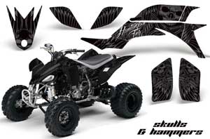 Yamaha YFZ 450 ATV Graphic Kit - 2004-2014 Skulls and Hammers Silver