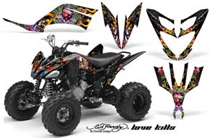 Yamaha Raptor 250 ATV Graphic Kit - 2008-2014 Ed Hardy - Love Kills Black
