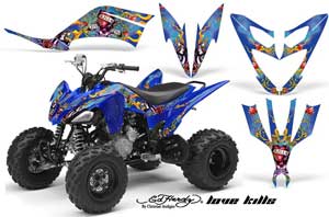 Yamaha Raptor 250 ATV Graphic Kit - 2008-2014 Ed Hardy - Love Kills Blue