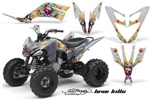 Yamaha Raptor 250 ATV Graphic Kit - 2008-2014 Ed Hardy - Love Kills Silver