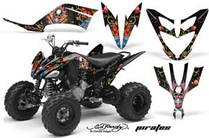Yamaha Raptor 250 ATV Graphic Kit - 2008-2014 Ed Hardy - Pirates Black