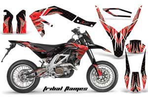 Aprilia SXV 4.5 / 5.5 Dirt Bike Graphic Kit - 2006-2015 Tribal Flames Red