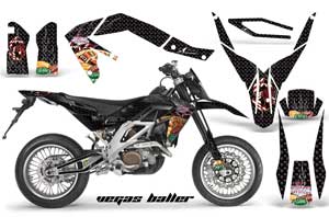 Aprilia SXV 4.5 / 5.5 Dirt Bike Graphic Kit - 2006-2015 Vegas Baller Black