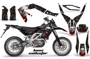 Aprilia SXV 4.5 / 5.5 Dirt Bike Graphic Kit - 2006-2015 Bone Collector Black