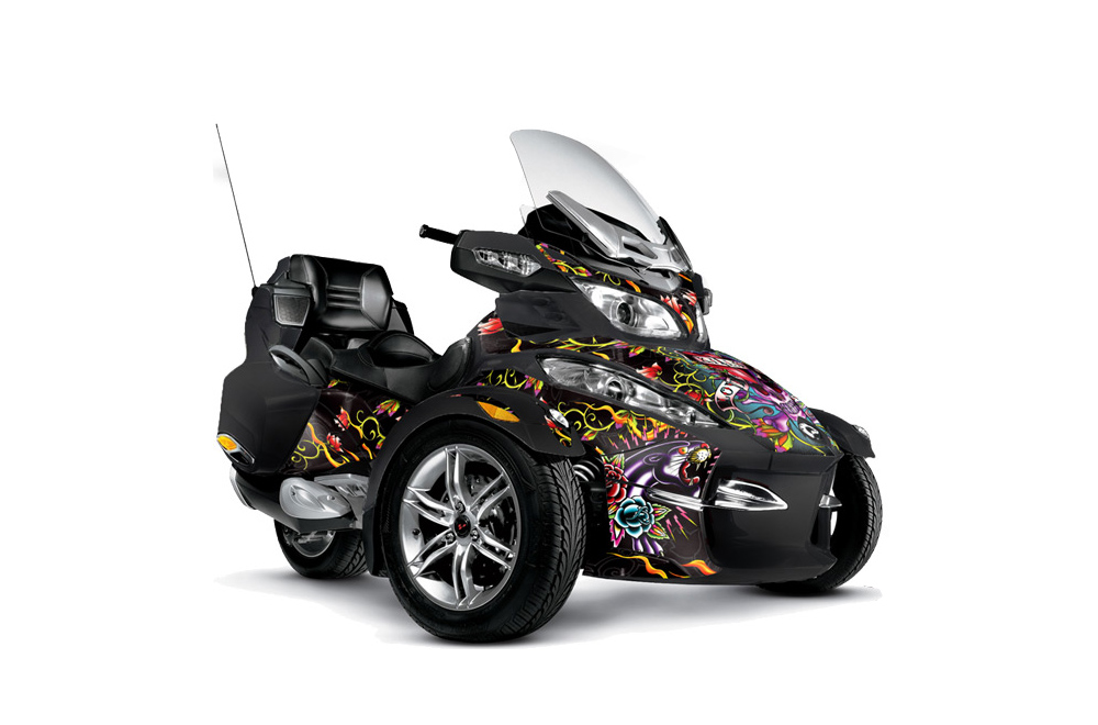 Can Am BRP (RTS) Spyder Graphic Kit - 2010-2012 Ed Hardy Love Kills Black