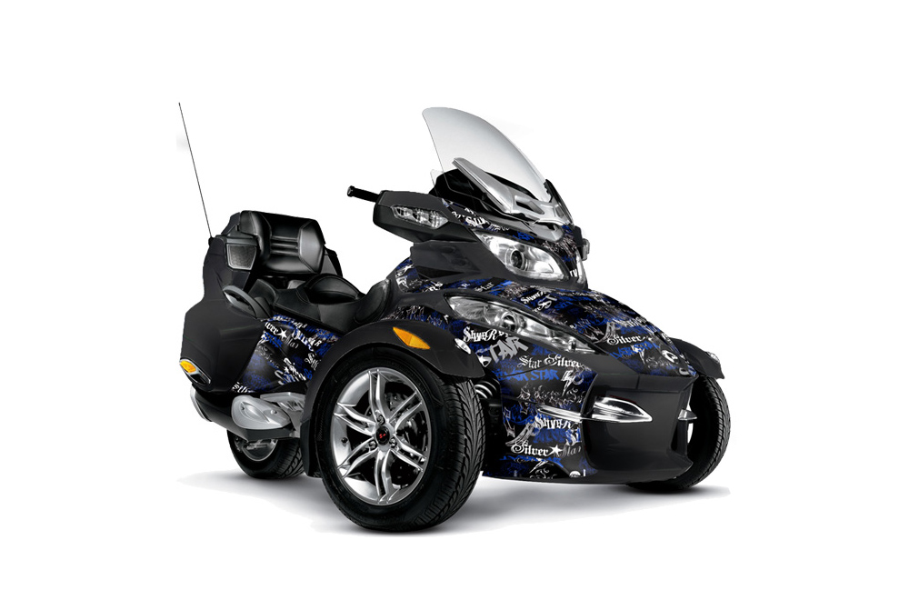 Can Am BRP (RTS) Spyder Graphic Kit - 2010-2012 Silver Star Silver Haze Blue