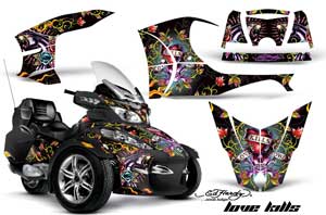 Can Am BRP (RTS) Spyder Graphic Kit - 2010-2012 Ed Hardy Love Kills Black