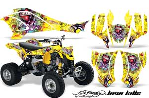 Can Am DS450 / DS450X EFI ATV Graphic Kit - 2008-2016 Ed Hardy - Love Kills Yellow