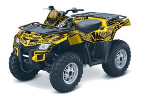 Can Am Outlander EFI 500 / 650 / 800 / 1000 ATV Graphic Kit - 2006-2011 Skulls and Hammers Yellow