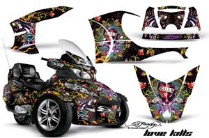 Can Am BRP (RTS) Spyder w/ Trim Kit Graphic Kit - 2010-2012 Ed Hardy Love Kills Black