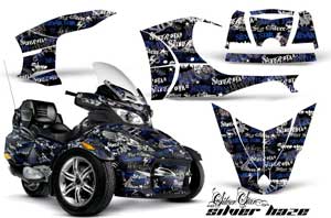 Can Am BRP (RTS) Spyder w/ Trim Kit Graphic Kit - 2010-2012 Silver Star Silver Haze Blue