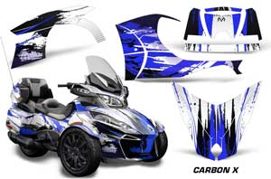 Can Am BRP (RTS) Spyder w/ Trim Kit Graphic Kit - 2013-2016 Carbon X Blue