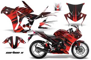 Honda CBR 250R Graphic Kit - 2010-2013 Carbon X Red