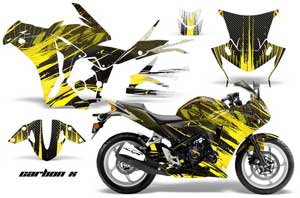 Honda CBR 250R Graphic Kit - 2010-2013 Carbon X Yellow