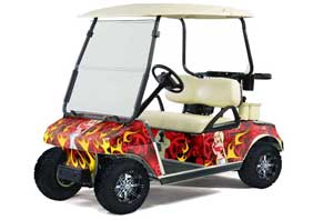 Club Car Golf Cart Graphic Kit - 1983-2014 Motorhead Mandy Red