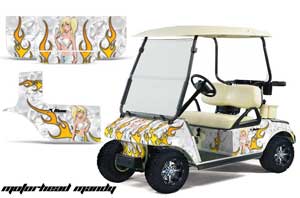 Club Car Golf Cart Graphic Kit - 1983-2014 Motorhead Mandy White