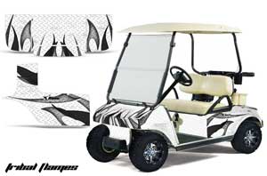 Club Car Golf Cart Graphic Kit - 1983-2014 Tribal Flames White