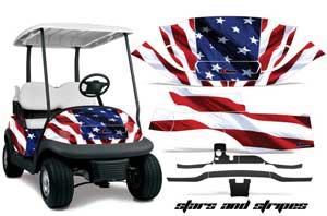 Club Car Precedent I2 Golf Cart Graphic Kit - 2006-2017 Stars n Stripes Red White & Blue