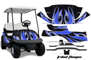 Club Car Precedent I2 Golf Cart Graphic Kit - 2006-2017 Tribal Flames Blue