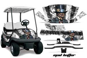 Club Car Precedent I2 Golf Cart Graphic Kit - 2006-2017 Mad Hatter Black White