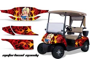 EZ-GO TXT Golf Cart Graphic Kit - 1994-2013 Motorhead Mandy Red