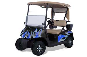 EZ-GO TXT Golf Cart Graphic Kit - 1994-2013 Tribal Flames Blue