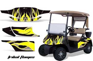 EZ-GO TXT Golf Cart Graphic Kit - 1994-2013 Tribal Flames Yellow