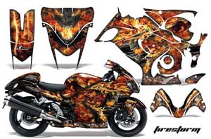 Suzuki GSXR 1300 Hayabusa Graphic Kit - 2008-2013 Firestorm Black