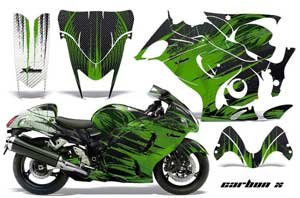 Suzuki GSXR 1300 Hayabusa Graphic Kit - 2008-2013 Carbon X Green