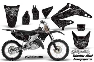 Honda CR125 Dirt Bike Graphic Kit - 1995-2015 Skulls and Hammers Silver