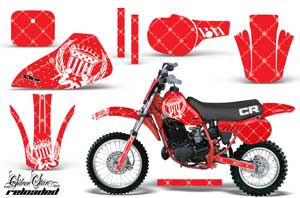 Honda CR60 Dirt Bike Graphic Kit - 1984-1985 Silver Star - Reloaded Red