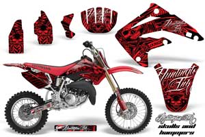 Honda CR85 Dirt Bike Graphic Kit - 2003-2007 Skulls and Hammers Red