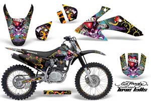 Honda CRF150 F Dirt Bike Graphic Kit - 2008-2014 Ed Hardy - Love Kills Black