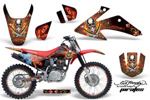 Honda CRF150 F Dirt Bike Graphic Kit - 2008-2014 Ed Hardy - Pirates Red