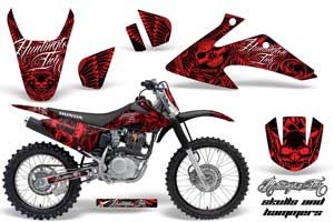 Honda CRF150 F Dirt Bike Graphic Kit - 2008-2014 Skulls and Hammers Red