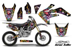 Honda CRF150 R Dirt Bike Graphic Kit - 2007-2016 Ed Hardy - Love Kills Black