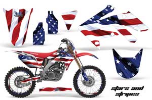 Honda CRF250 R Dirt Bike Graphic Kit - 2004-2013 Stars and Stripes Red White & Blue
