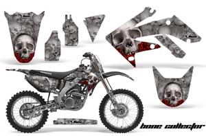 Honda CRF250 R Dirt Bike Graphic Kit - 2004-2013 Bone Collector Silver