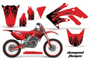 Honda CRF250 R Dirt Bike Graphic Kit - 2004-2013 Diamond Flames Red