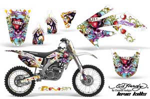 Honda CRF250 R Dirt Bike Graphic Kit - 2004-2013 Ed Hardy - Love Kills White