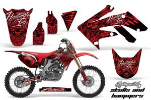 Honda CRF250 R Dirt Bike Graphic Kit - 2004-2013 Skulls and Hammers Red