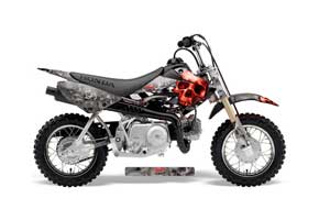 Honda CRF50 Dirt Bike Graphic Kit - 2004-2013 Checkered Skull Red